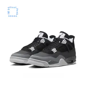 Black and Grey Gradient Suede and Mesh Mid-Top Retro Basketball Shoes