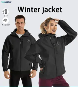 Wulibike Winter Cycling Jackets for Men Waterproof Running Jacket Men Hiking Jacket Windproof Unisex Cold Weather Gear Activewear Black Coats Training Fleece