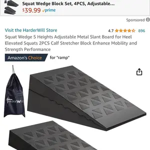 Squat Wedge 5 Heights Adjustable Metal Slant Board for Heel Elevated Squats 2PCS Calf Stretcher Block Enhance Mobility and Strength Performance