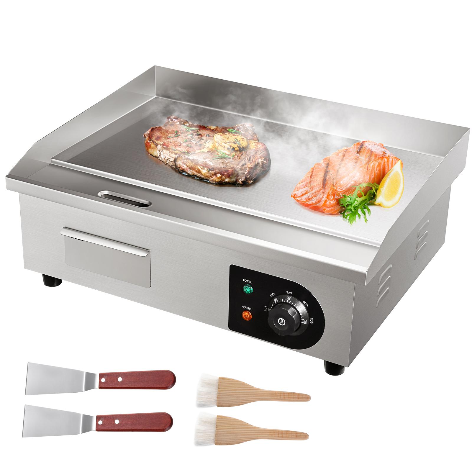 【DealsForYouDays】VEVOR Commercial Nonstick Griddle - 21" Powerful Large Griddle1600W 110V Countertop Stainless Steel Teppanyaki GrillNon Stick Iron Plate122-572℉ Adjustable Temp2 ShovelsBrushes & Indoor Grill Accessories, Flat Griddle Grills