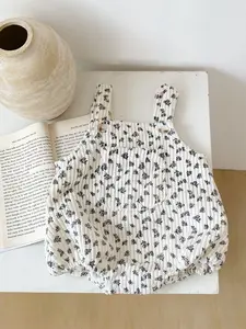 Spring & Fall Baby Boys Girls Floral Print Backless Jumpsuit, All-In-One Romper Coverall for Infants 0-2 Years, Comfortable One-Piece