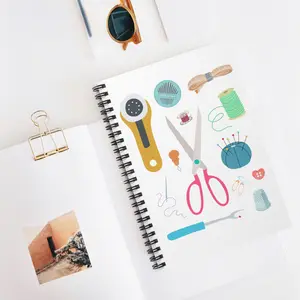 Sewing Tools Notebook | Spiral Ruled Journal with Scissors, Pins, Thread