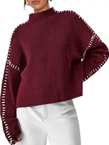PrettyGarden Women's Chunky Knit Fall Sweaters Casual Long Sleeve Mock Neck Oversized Loose Pullover Sweater Tops