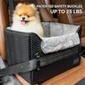 PETSFIT Small Dog Car Seat up to 25 lbs — Patented Safety Buckles, Waterproof Leather, Cozy Velvet Pad, Folds Flat