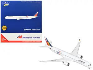 Airbus A350-1000 Commercial Aircraft with Flaps Down White with Tail Graphics 1/400 Diecast Model Airplane by GeminiJets