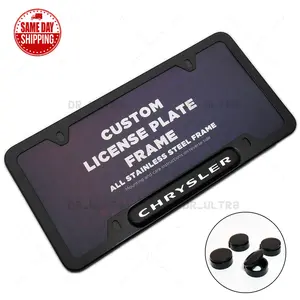 Black / Chrome Front or Rear Stainless Steel License Plate Frame Protect Cover Fit Chrysler Decorate Accessories Gifts