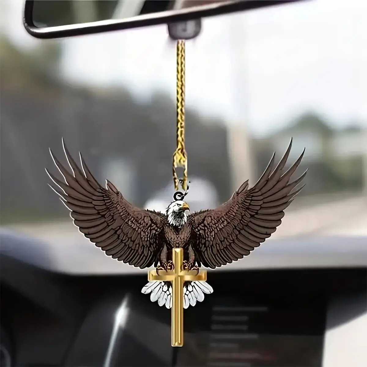 2D Eagle Design Car Hanging Ornament, Car Hanger Ornament, Car Ornaments, Creative Car Rearview Mirror Pendant, Car Interior Accessory, Car Interior Decoration Accessories for Car Gift, Car Decorations