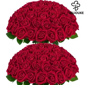 YBLIOUKE 500/1000 pcs Artificial Rose Howers LongStem Fake Silk Roses for DIY WeddingBouquet Table Centerpiece HomeDecor  Realistic Faux Flowers for Decoration, Suitable for Valentine’s Day, Mother’s Day, Halloween, Christmas, Floral Arrangements