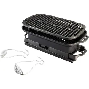 Lodge Cast Iron Sportsman's Pro Grill with Sturdy Handles, Ideal for Outdoor Barbecue Use
