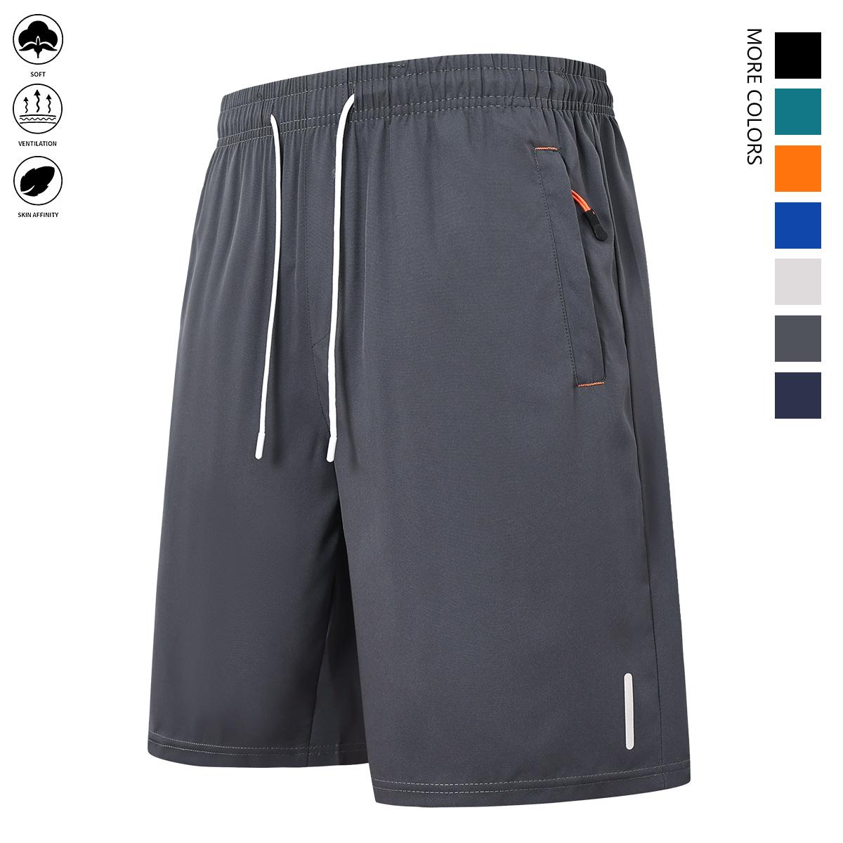 5-piece set of quick-drying and comfortable shorts, men's casual non-elastic elastic waist drawstring shorts with zipped pockets, suitable for summer gym workouts and training.