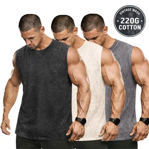 [Solid Color] 3 Pack 90s Graphic Sleeveless Tank Tops Men Vest Streetwear Outfits Men Vacation Outfits Sleeveless Shirt