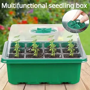 1 mini greenhouse seedling tray set | 12 grid plastic breeding box with ventilation holes and lid for humidity control of seed growth, perfect for garden vegetables, fruits, and herbs, Portable Greenhouse-
