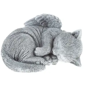 Pure Garden Peaceful Sleeping Kitten Angel Statue