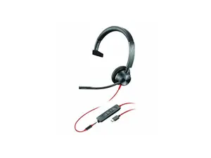 Poly Blackwire 3315 Headset - Microsoft Teams Certification - Mono - USB Type C, Mini-phone (3.5mm) - Wired - 32 Ohm - On-ear - Monaural - Ear-cup - 7 ft Cable - Omni-directional Microphone - Black