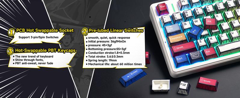 Aula F99PRO/F99/F75/F106PRO Wireless Gaming Keyboard with 8000mAh Battery, Hot Swappable Creamy Keyboard, 2.4GHz/Type-C/BT5.0 ( Graywood & Vector switches & Reaper Switch&Blaze Switch)