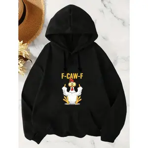 F-Caw-F Hoodie Sweatshirt Women's Rooster Meme Classic Dark Bird