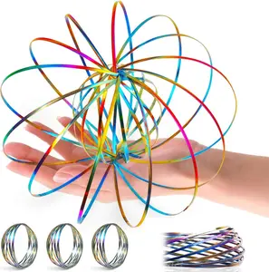 Spinner Ring Arm Magic Spring Arm Sculpture Ring Colored Magic Kinetic Spring Interactive Stress Relief Rings Festival Accessories (Colorful)