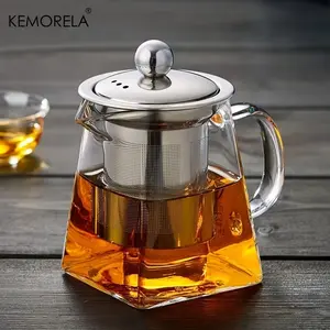 High-Temperature Resistant Glass Tea Pot with Stainless Steel Filter, Large Capacity for Herbal Teas, Ideal Home Use