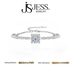 ��#412��1ct Round Brilliant Cut Real Synthetic Moissanite Bracelet S925 Sterling Silver