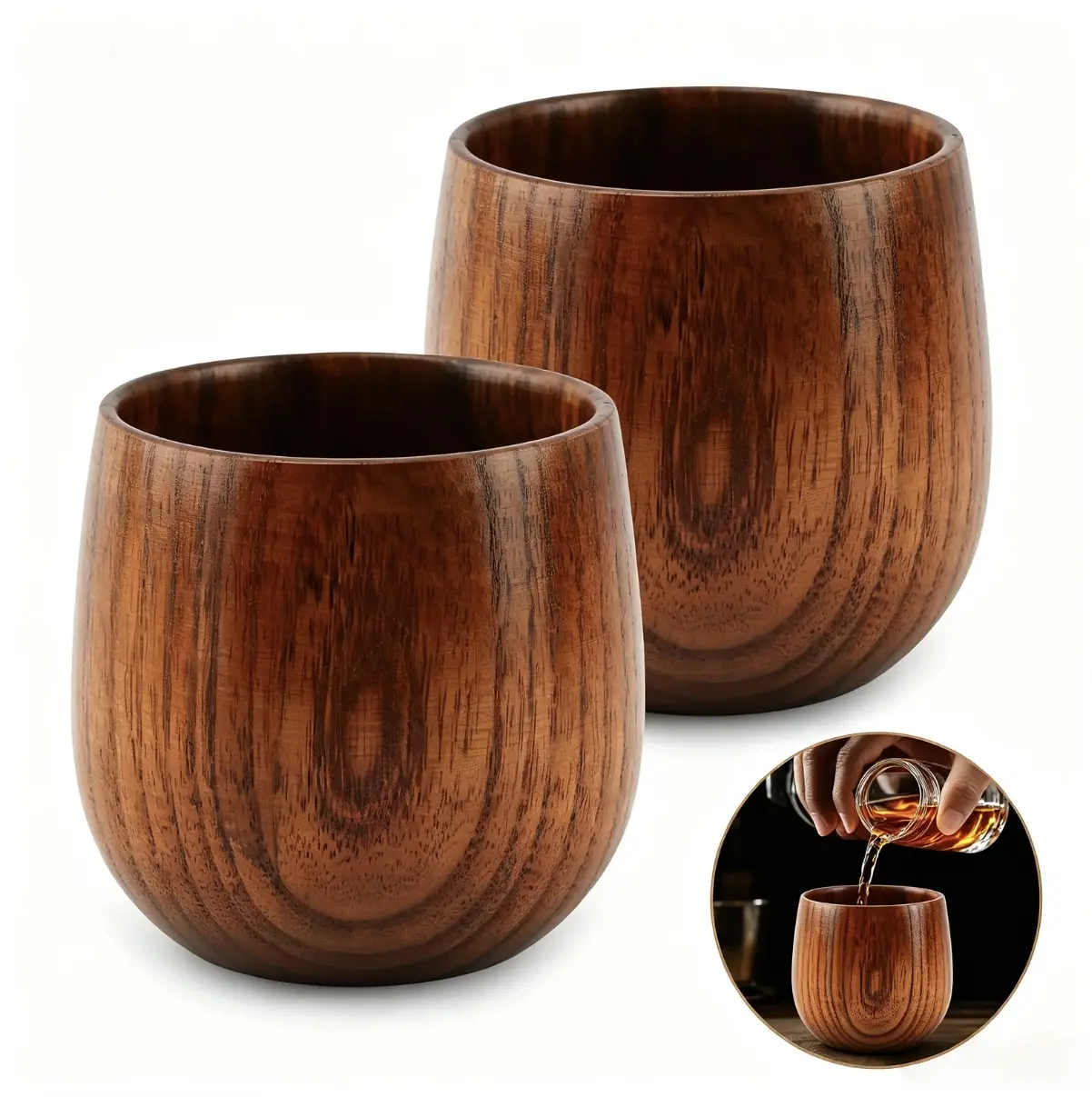 Original Charred Wooden Drinking Glass Set, Premium Whiskey Glasses For Dad, Thoughtful Whiskey Gifts for Men Who Have Everything, Ideal Presents For Boyfriend Husband Father Birthday Father’s Day Anniversary Christmas (2 Pack)