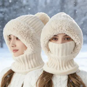 [Three-in-one] Winter Ladies Scarf One Hat, Three-in-one | Winter Ladies Plush Hat | Simple And Warm | Suitable For Winter Daily Shopping, Holiday Travel