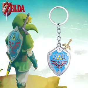 Metal Hylian Shield Master Sword Pendants Keychain Game Keychains for Women Men Jewelry Backpack Key Accessory Gifts
