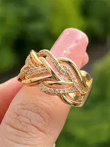 1 PC Glamorous Cubic Zirconia Ring For Women Wedding Engagement Valentine's Day Party Gift Statement Multi Ring Wedding Promise Rings Wedding Engagement Jewelry Beautiful Rings