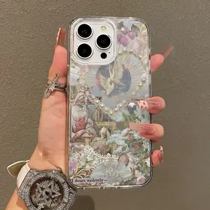 Trendy Magnetic Case for iPhone11/12/13/14/15/16/17/promax, Cherub Floral Glow Ultra Slim, MagSafe Support, Shockproof | Playful & Fun Style