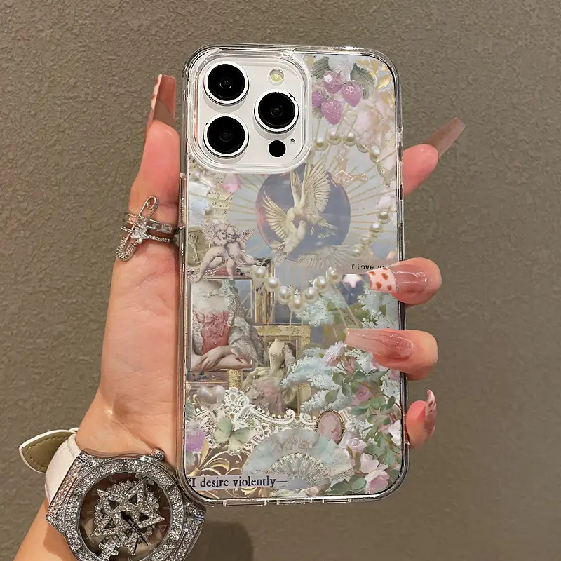 Trendy Magnetic Case for iPhone11/12/13/14/15/16/17/promax, Cherub Floral Glow Ultra Slim, MagSafe Support, Shockproof | Playful & Fun Style