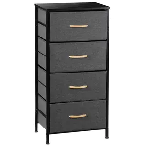 ZENY 4 Drawers Fabric Storage Dresser Vertical Chest of Drawers Organizer Gray