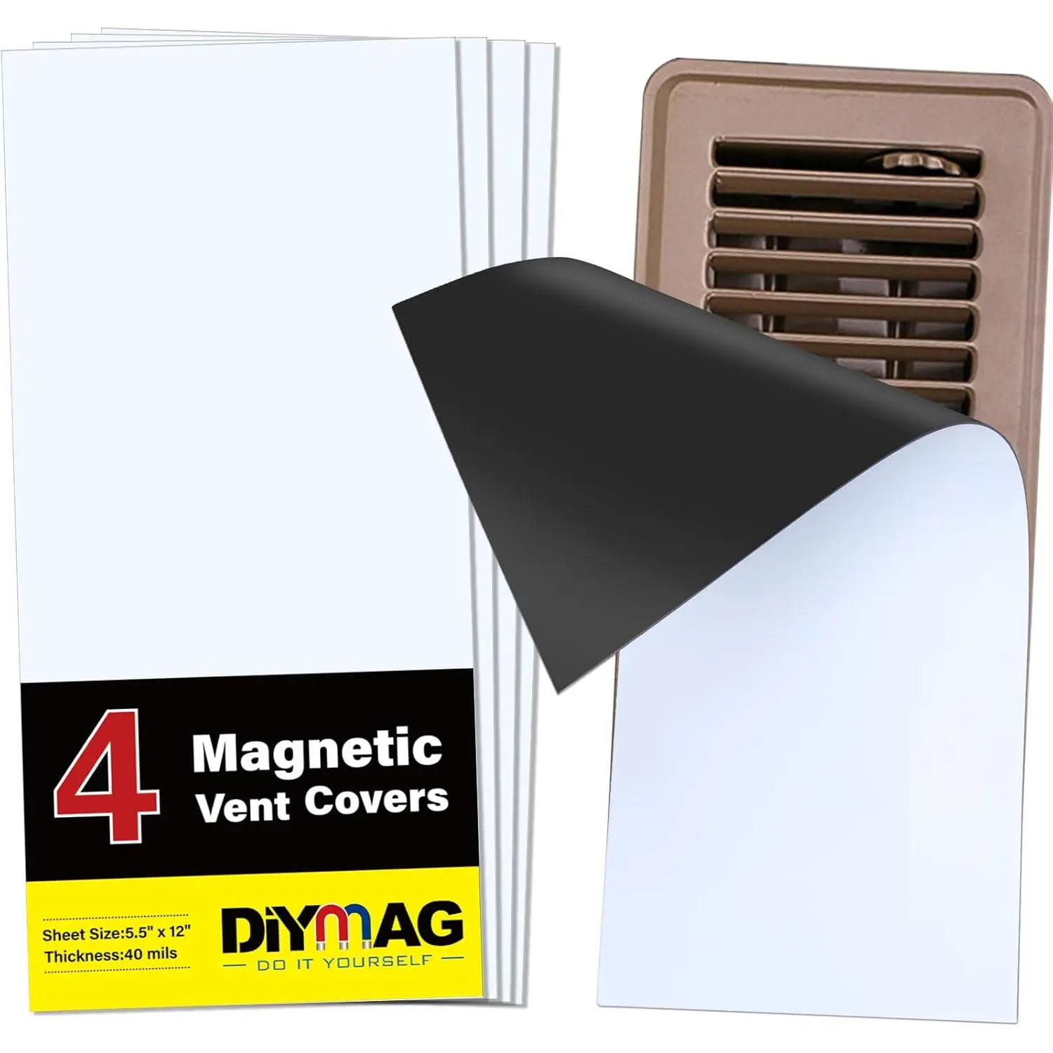 4Pack Strong Magnetic Vent Covers - 5.5x12 in Custom Fit for Floor Vents, Wall & Ceiling Registers, Homes/RVs, HVAC Systems, Magnetic Vent Cover, Hvac Use