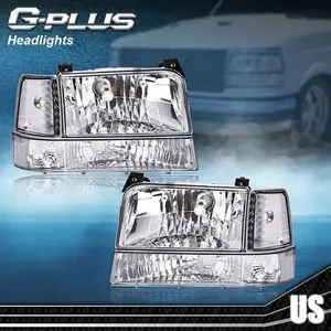 Headlights w/Corner Signal Bumper Lamps Fit For 92-96 Ford F150 F250 F350 Bronco