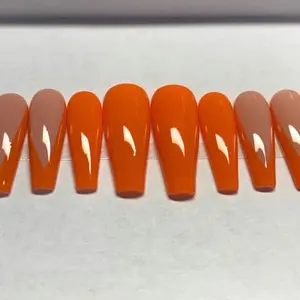 Orange Frenchie press on nails
