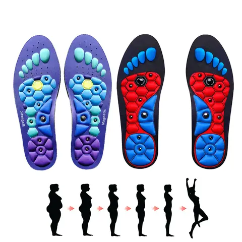 Unisex Super Soft EVA Orthopedic Magnetic Insoles - 1 Pair, Suede Exterior, Ergonomic Athletic Design, Pain Relief, Plantar Fasciitis Support, Acupressure Massage, Hiking Footwear Accessory for Sleep Improvement
