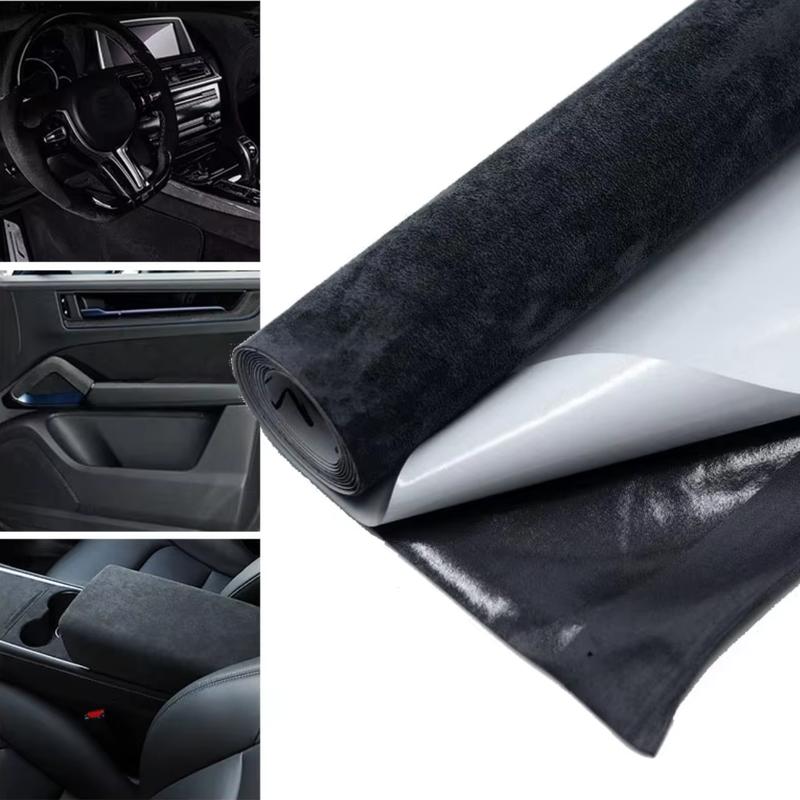 1 Roll Suede Fabric Wrap, Self-Adhesive Microfiber and Synthetic Suede Stretch Film Sticker for Car and Home Decorate