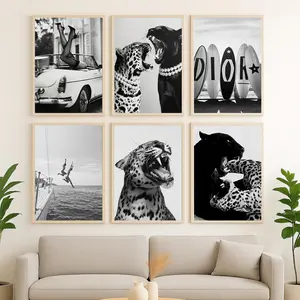 High Fashion Poster Trendy Black and White Wall Art Luxury Canvas Prints for Living Room Bedroom Office Decor Alcohol Bar Cart Art Photography Design