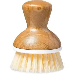 Bubbly Palm Brush – Family Safe, Formaldehyde-Free – Ergonomic Palm Scrubber with Handle for Kitchen Cleaning, Dish Scrub Brush for Nonstick, Cast Iron & Sink, White