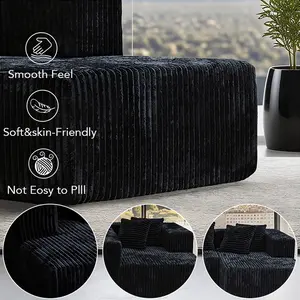 132-In U-Shaped Modular Sectional Sofa Bed, Textured Cotton & Soft Velvet Fabric, Deep-Seat Easy-Convertible Design, Modern Comfy Couch, Indoor Living Room Furniture, Sofas for Living Room, 3 Delivered Items & 4 Free Throw Pillows, Sofas Living Room
