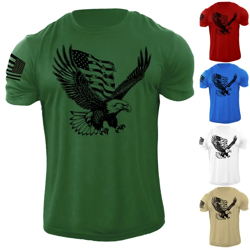 New Men's Distressed USA Eagle Flag T-Shirt Patriotic American Graphic Tee