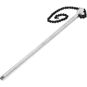 24" Heavy-Duty Carbon Steel Chain Wrench – 6.7" Max Diameter Capacity, Pipe & Filter Strap Wrench for Industrial Plumbing, Mechanics