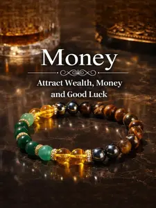 Money Bracelet with Black Onyx and Tiger's Eye - Luck Bracelet - Attract Wealth, Abundance and Prosperity - Crystal Bracelet