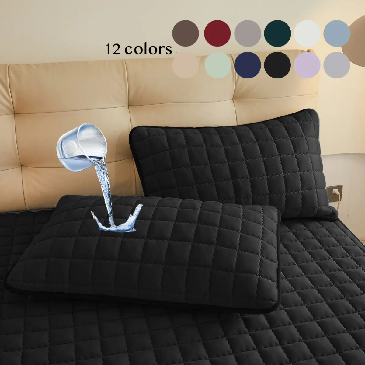 Solid Color Waterproof Pillowcase, Modern Simple Pillowcase without Filler, Soft Comfortable Pillow Cover for Home Bedroom Dormitory, Bedding Supplies, Multiple Sizes Available, Waterproof Feature, Modern Design, Versatile Use, Soft Comfy Bedding