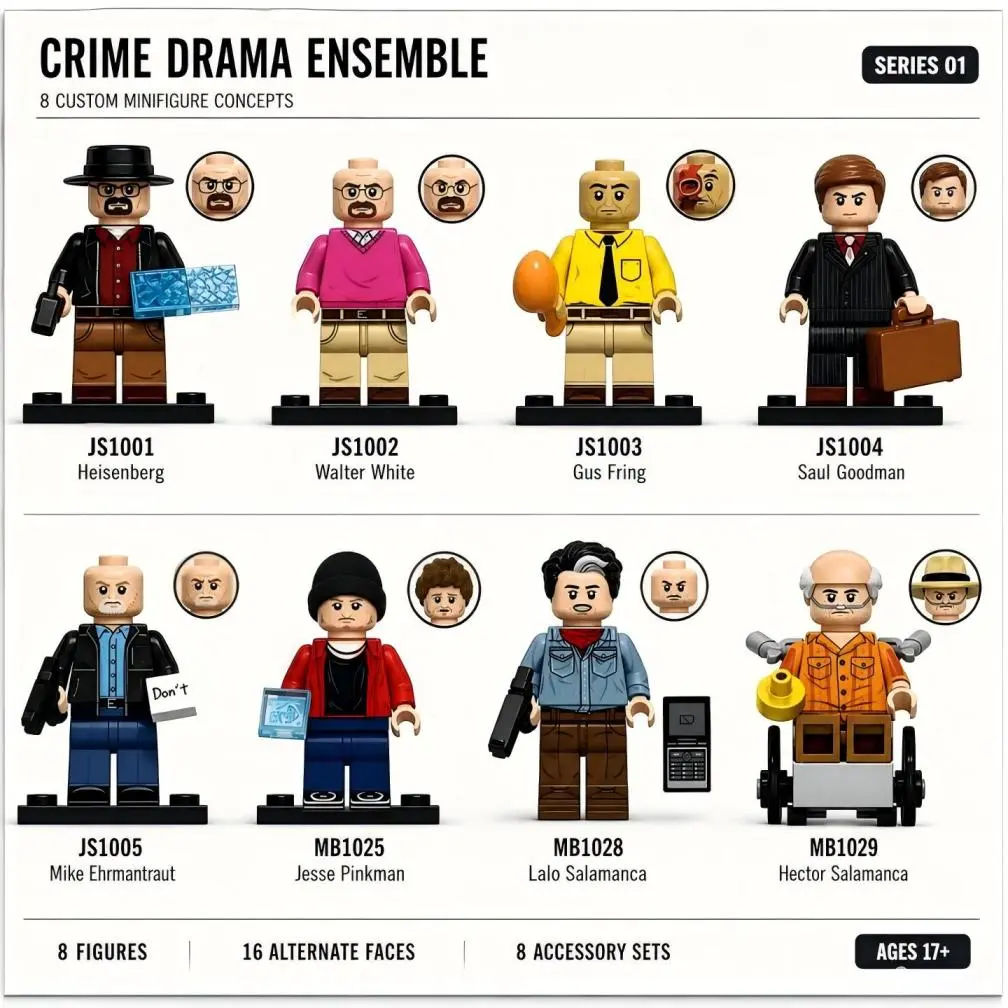Walter White and Jesse Pinkman Minifigure Set - Breaking Bad Figure Minifigures Educational Toy for Kids; A Perfect Birthday or Holiday Gift ornaments
