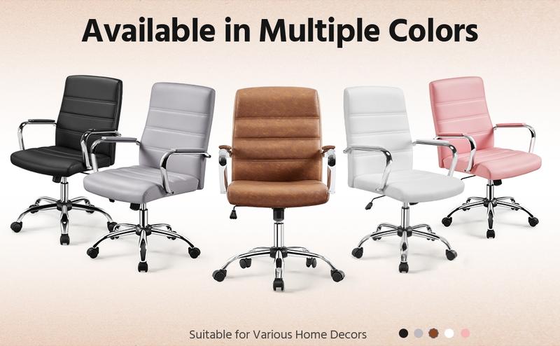 Yaheetech Office Chair Mid-Back Swivel Desk Chair with Arms PU Leather Height Adjustable Office Executive Chair Yaheetech Office Chair Mid-Back Swivel Desk Chair with Arms PU Leather Height Adjustable Office Executive Chair