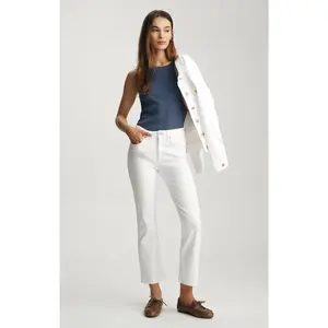 ANIKA CROPPED FLARE IN WHITE FLEX BLUE