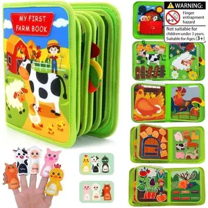 Toddler DIY Busy Book, Felt Learning Board Farm Tear-and-Stick Book, Gift for Boys and Girls, Educational Learning Quiet Activity Book, Life Skills Travel Toy, Toddler Educational Toy, Birthday and Christmas Gift for Toddlers, Preschool Busy Board