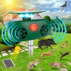 Solar Ultrasonic Animal Repellent, Multi-Mode Deer Repellent Devices. Cat Deterrent Outdoor with Motion Sensor & Ultrasonic Waves. Squirrel, Raccoon, Dog Deterrent for Garden, Yard. 1 Pack, Green