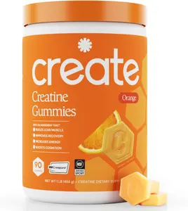 Create Creatine Monohydrate Gummies for Men & Women, Boost Focus, Strength, and Endurance, Anti-Melting Formula, Vegan, Gluten-Free, Non-GMO, 1.5g of Creatine per Gummy (Orange)