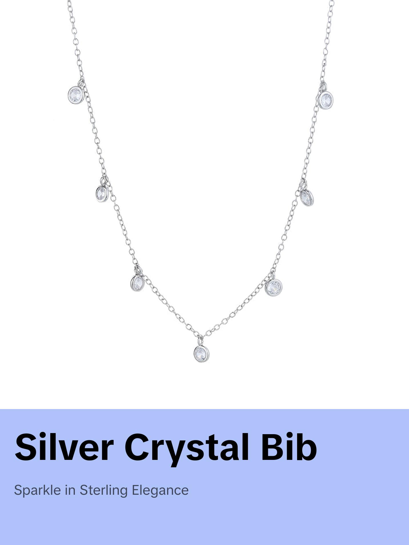 Sterling Silver Bib Necklaces with Genuine Crystals