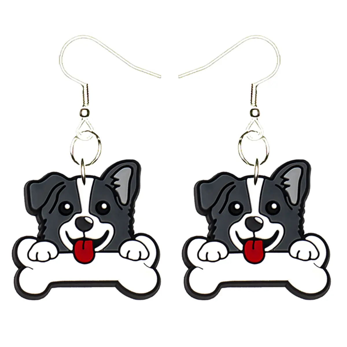 Border Collie Puppy Dog Earrings Hypoallergenic Silver Plated Fishhooks Yazzle Dazzle